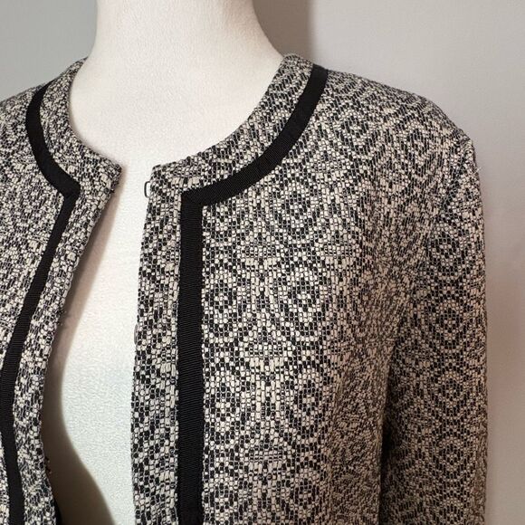 Banana Republic Factory textured boucle jacket blazer black white size 8‎ NEW - Picture 2 of 11